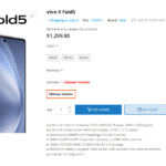 Hemsida listar Vivo X Fold5